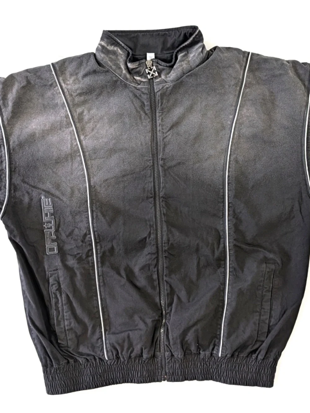 OFF-WHITE Offline Garment Dyed Gradient Track Jacket Size XL Black Mesh Lining